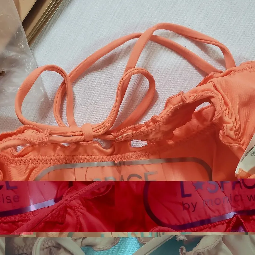 L*Space Monica Wise Strappy Bikini Bottom Coral Orange Swimsuit Size Small S NWT